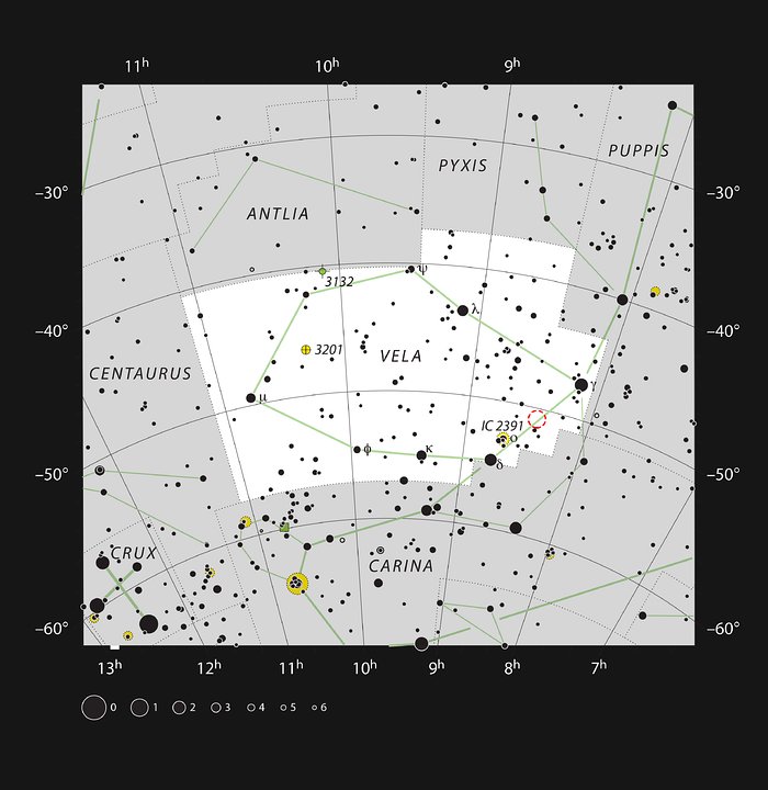 Los objetos Herbig-Haro HH46/47 en la constelación de Vela