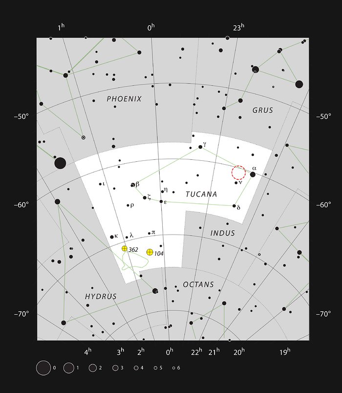 Stjernebilledet Tukanen med Hubble Deep Field South