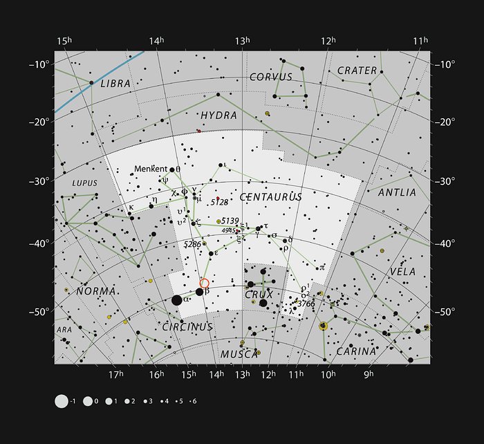 Localização da Nova Centauri 2013