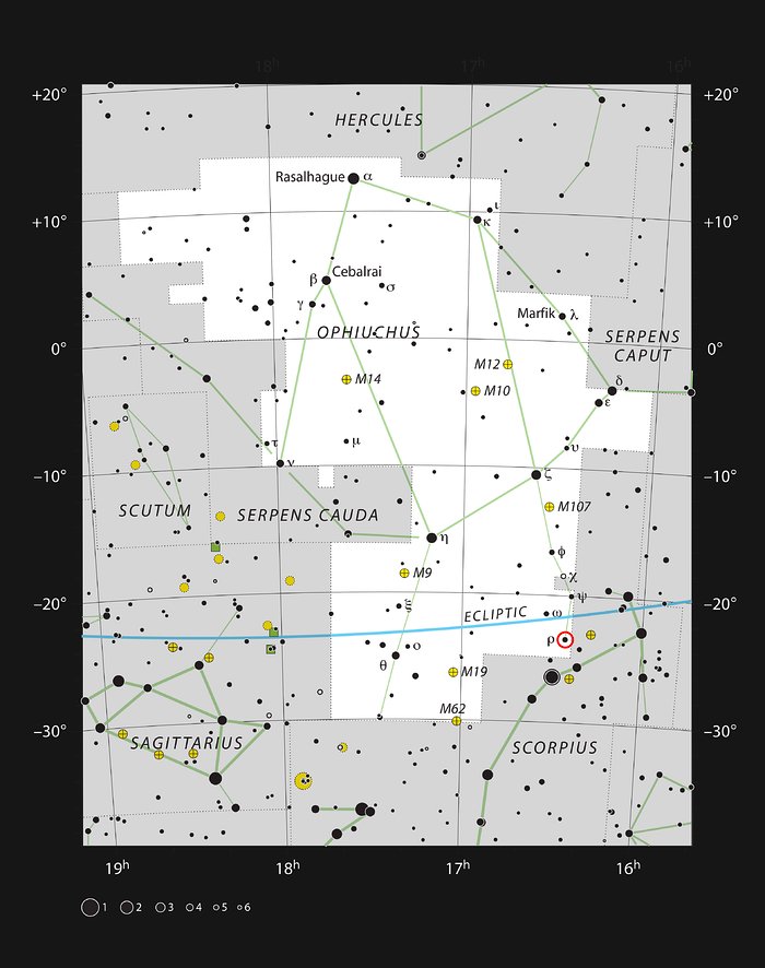 Rho Ophiuchi området med stjernedannelse i stjernebilledet Ophiuchus I