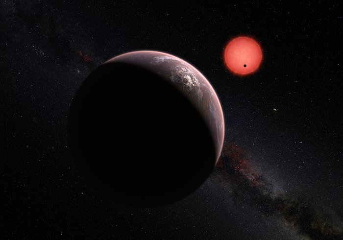 Den ultrasvala dvärgstjärnan TRAPPIST-1 och dess planeter som de skulle kunna se ut