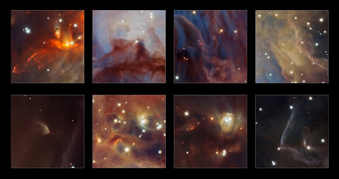 Highlights fra det nye infrarødbillede af Oriontågen