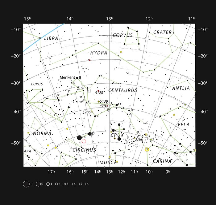 A Proxima Centauri na constelação austral do Centauro