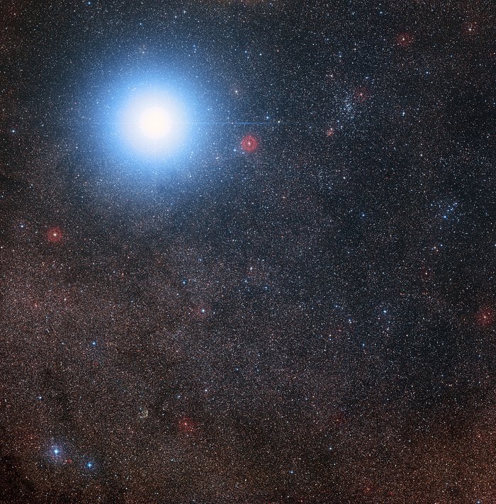 Die Himmelsregion um Alpha Centauri und Proxima Centauri