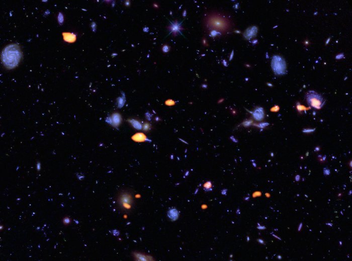 Vista profunda do ALMA de parte do Campo Ultra Profundo do Hubble