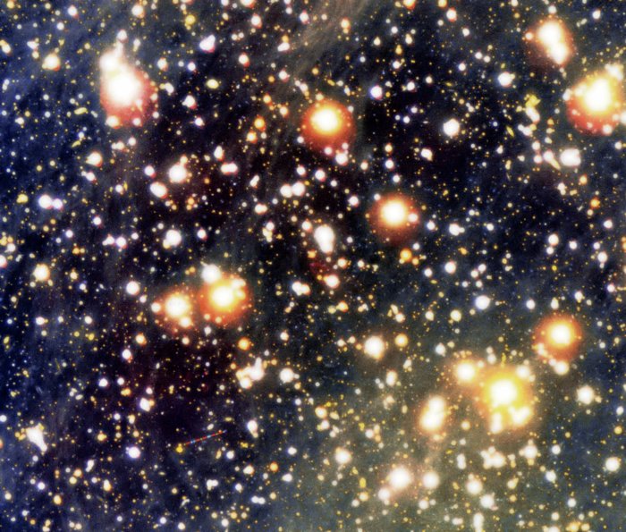 Snímek okolí velmi slabé neutronové hvězdy RX J1856.5-3754 pořízený pomocí dalekohledu VLT
