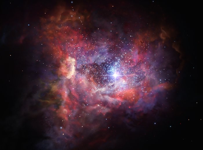 Ilustración de la remota galaxia polvorienta A2744_YD4