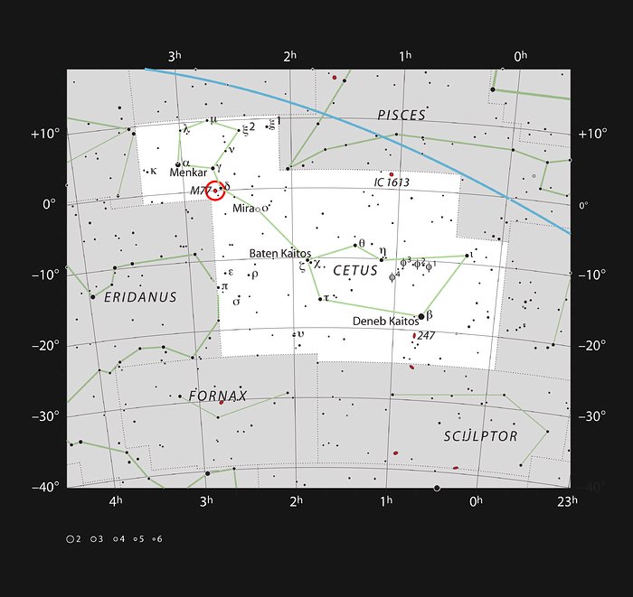 A galáxia ativa Messier 77 na constelação da Baleia