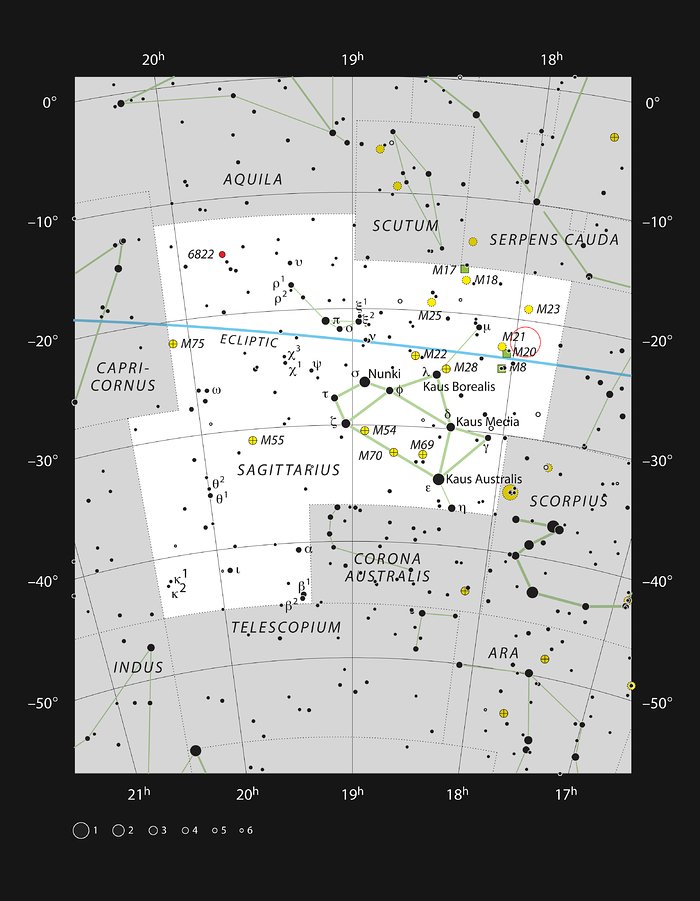 La jeune étoile HD 163296 dans la constellation du Sagittaire