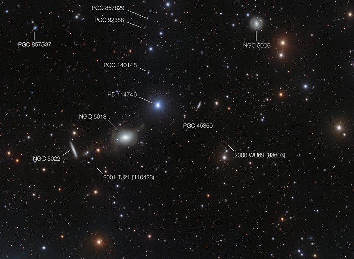 Widok nieba wokół NGC 5018 (z oznaczeniami)