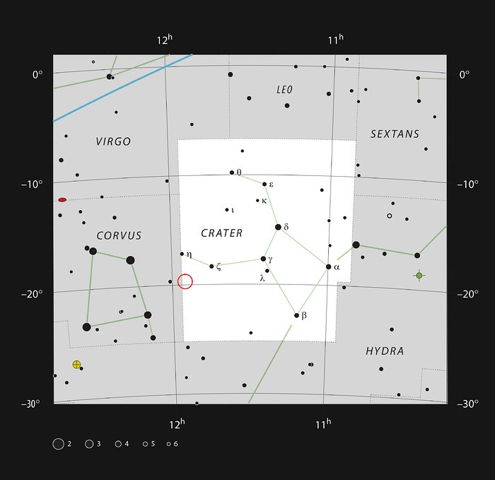 A NGC 3981 na constelação da Taça