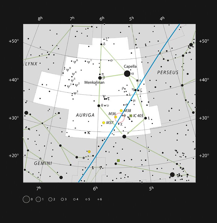 Ubicazione di AFGL 5142 nella costellazione dell'Auriga