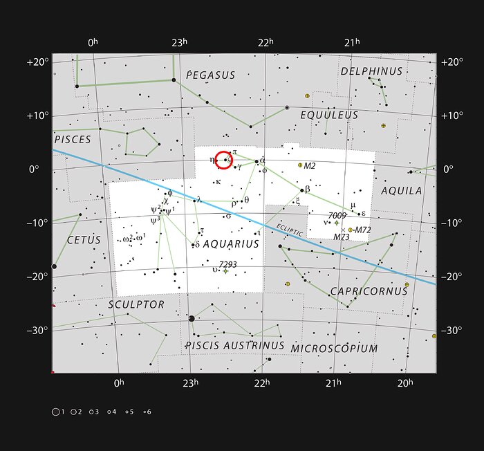 Location of the Kinman Dwarf galaxy in the constellation of Aquarius