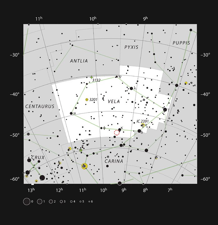 NGC 2899 i stjärnbilden Seglet