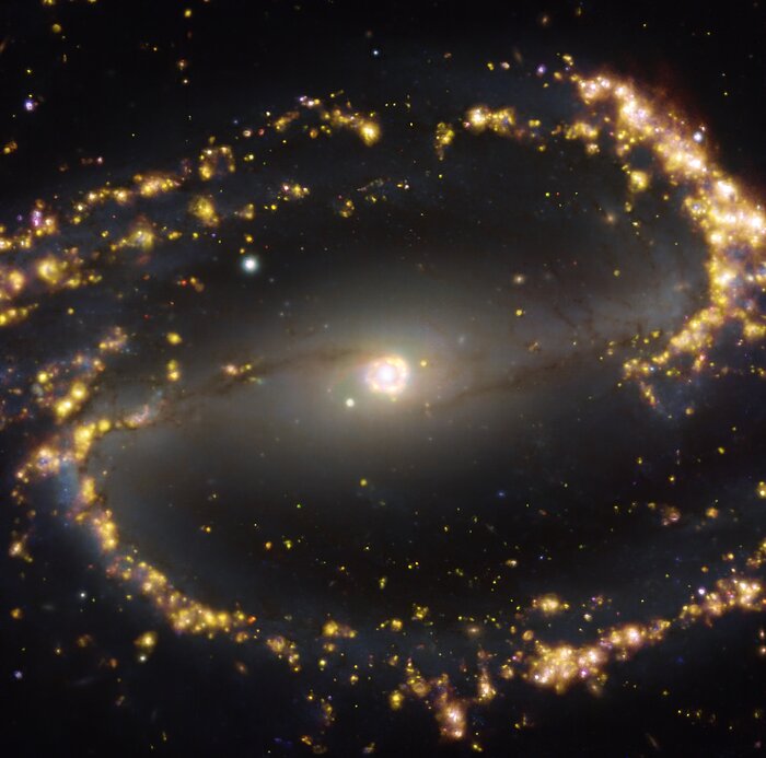 NGC 1300, vista con el instrumento MUSE, instalado en el VLT de ESO, en varias longitudes de onda de luz