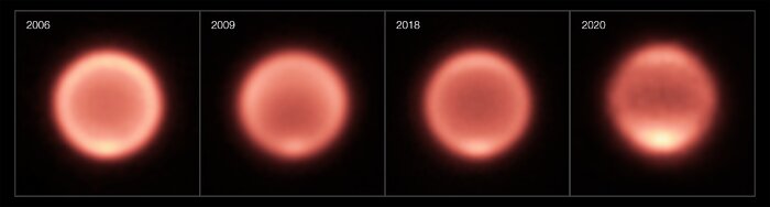 Images thermiques de Neptune prises entre 2006 et 2020