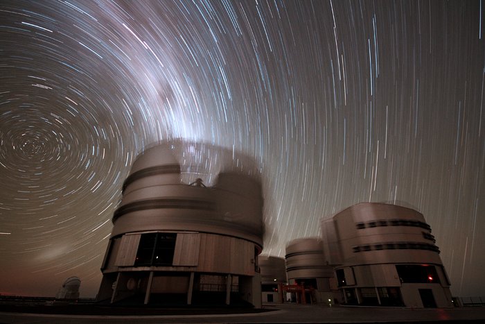 Startrails over Cerro Paranal in 1987