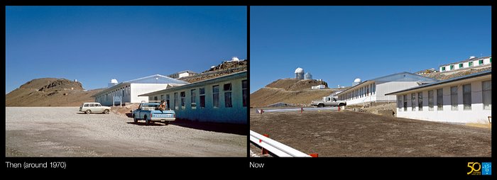 La Silla, der erste Standort für die Teleskope der ESO – damals und heute (Vergleichsbild)