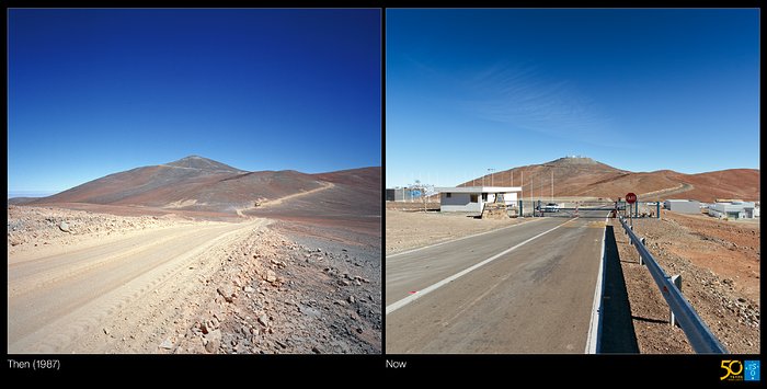 Von einer Schotterpiste zum weltweit führenden Observatorium (Vergleichsbild)