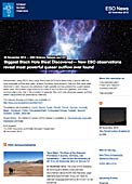 ESO Science Release eso1247fr-be - Le plus grand souffle de trou noir jamais découvert —  De nouvelles observations de l'ESO  révèlent le jet de quasar le plus puissant jamais découvert