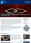 ESO Organisation Release eso1417fi - SPHERE-eksoplaneettakameran ensimmäinen valo — Käänteentekevä uusi VLT-teleskoopin havaintolaite on asennettu