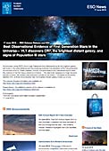ESO — Vi har det hidtil bedste bevis for førstegenerationsstjerner, som dukker op i Universet. — Science Release eso1524da