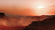 Artist's impression of a sunset on the super-Earth world Gliese 667 Cc