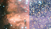 Comparação da imagem VISTA da NGC 6357 com uma imagem no visível do mesmo objeto