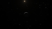 Ceres ljusa fläckar avbildade av sonden Dawn (rymdkonstnärs tolkning)