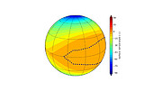 Numerieke simulatie van mogelijke oppervlaktetemperaturen op Proxima b (bij 3:2 resonantie)