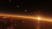 Het uitzicht boven het oppervlak van TRAPPIST-1b