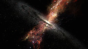 Představa hvězd rodících se v hmotě proudící od superhmotné černé díry