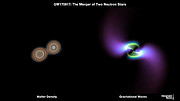 Una fusión de estrellas de neutrones vista en gravedad y materia