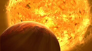 Künsterlische Animation der Sonne, wie sie zum Roten Riesen wird