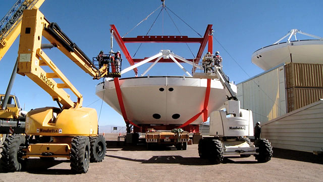 The assembling of an ALMA antenna at the Operations Site Facility (OSF) 2