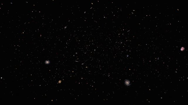 Flight through distant galaxies