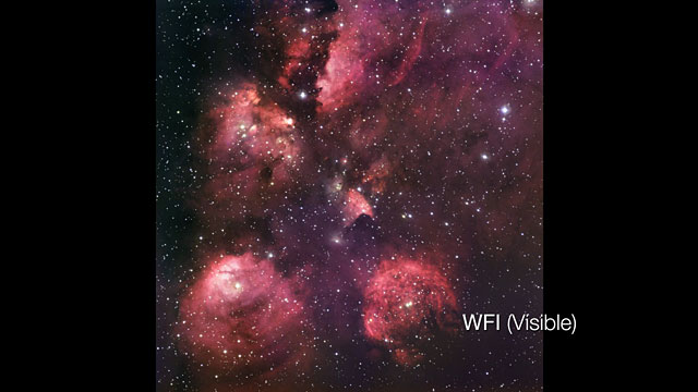 Infrared/visible crossfade of the Cat’s Paw Nebula