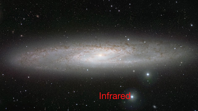 IR/visible crossfade of the Sculptor Galaxy (NGC 253)