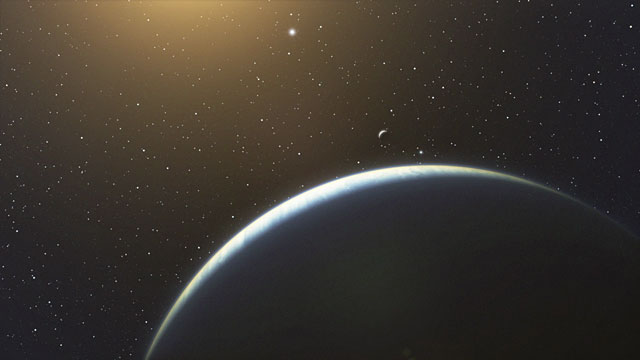 Animación del sistema planetario en torno a la estrella HD 10180 similar al Sol (impresión artística)