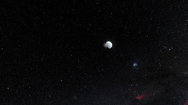 Respresentación artística del planeta enano Eris y su luna Disnomia