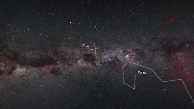 Comparación de la Nebulosa de Carina vista en luz visible/infrarroja