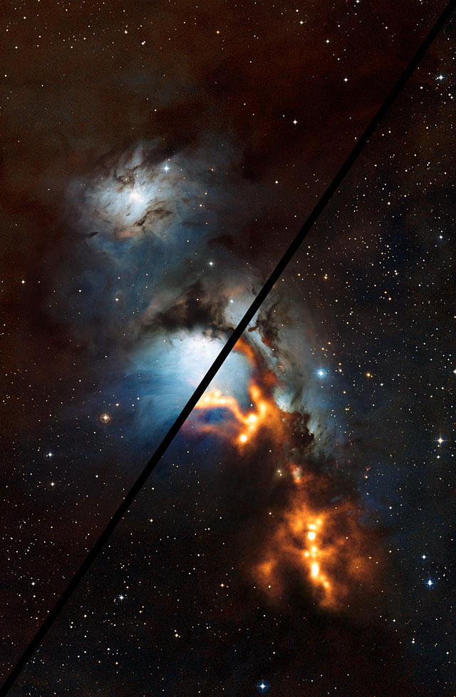Peneirando poeira cósmica próximo do Cinturão de Orion (zoom)
