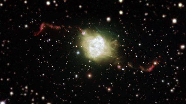 Zoom na direção da nebulosa planetária Fleming 1