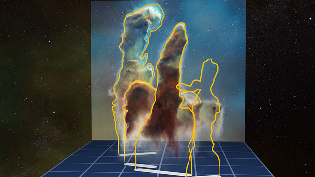 Dreidimensionale Visualisierung der Säulen der Schöpfung