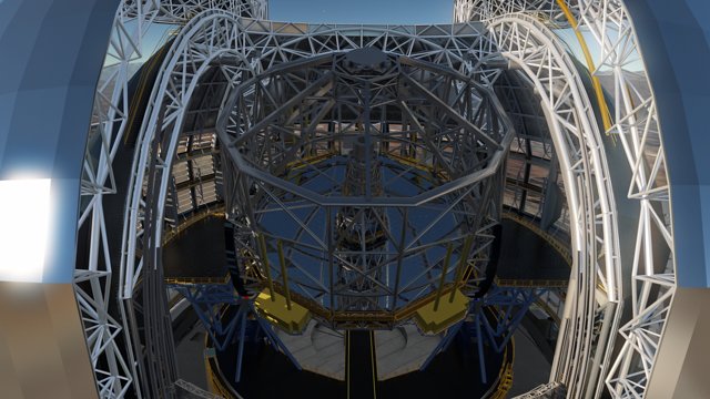 Close-up view of the E-ELT in its dome