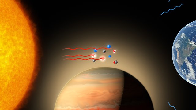 Radiação estelar a passar através da atmosfera de WASP-19b