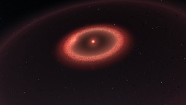 Artist’s impression van de stofgordels rond Proxima Centauri