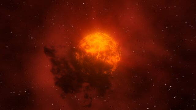 Animation af Betelgeuse og støvskyen omkring den