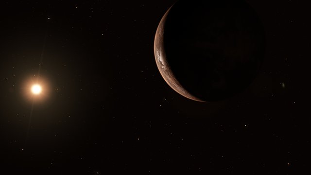 Vizualizace Barnordovy hvězdy a její exoplanety