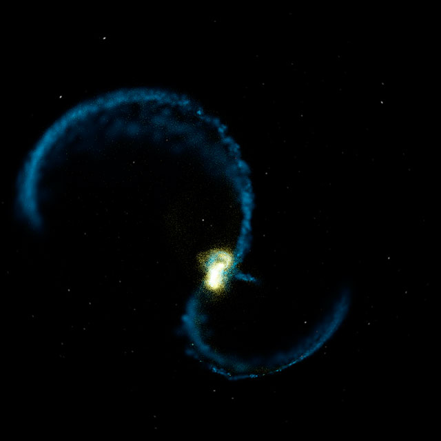 Fulldome simulation of colliding galaxies